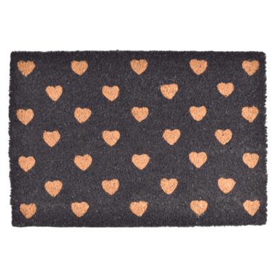Wycieraczka kokosowa z nadrukiem Love 40 x 60 cm czarno-brązowy