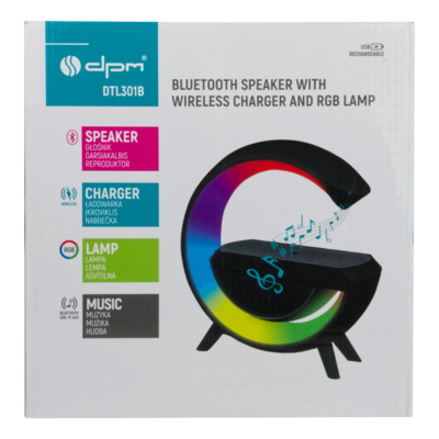 Głośnik bluetooth LED RGB z ładowarką indukcyjną czarny