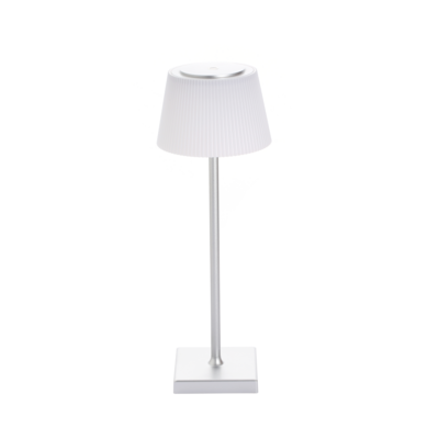 Lampa stołowa LED 9 x 9 x 25 cm srebrno-biała