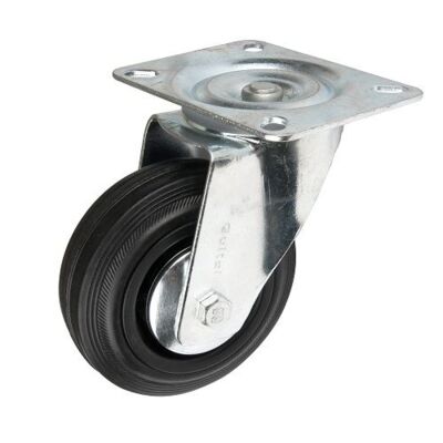 Zestaw jezdny z kołem czarnym 125mm/125kg płyta obrotowa