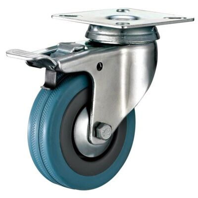 Zestaw jezdny z kołem szarym śr. 75mm/60kg płytka z hamulcem