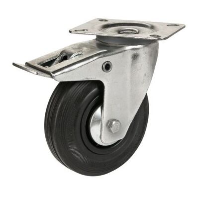 Zestaw jezdny z kołem czarnym 125mm/125kg płyta obrotowa z hamulcem