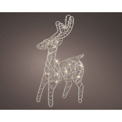 Dekoracja druciana micro LED renifer srebrna/ciepły biały 5 x 12 x 21 cm