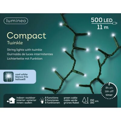 Lampki zewnętrzne LED zielony/zimny biały 500 LED