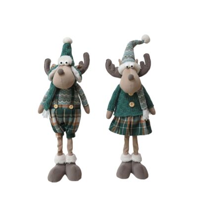 Figura tekstylna renifer stojący zielony 60 cm