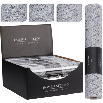 Bieżnik prostokąt 150 x 28 cm srebrny