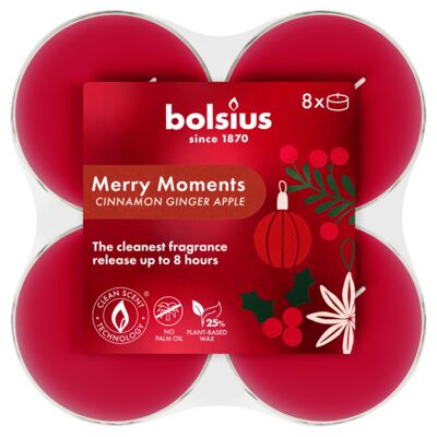 Podgrzewacze zapachowe Maxi light 8hr Merry Moments 8 szt. bolsius