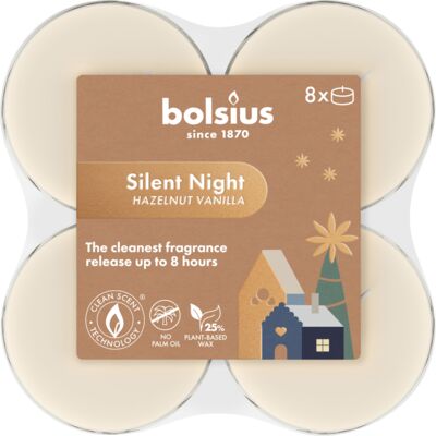 Podgrzewacze zapachowe Maxi light 8hr Silent Night 8 szt. Bolsius