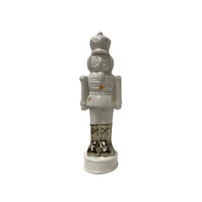 Figura ceramiczna żołnierz LED biało-złoty 6,3 x 7,5 x 23,7 cm