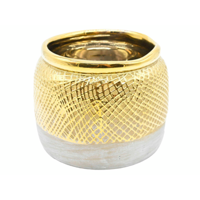 Osłonka ceramiczna szaro-złota 12,7 x 12,7 x 10 cm