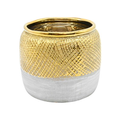 Osłonka ceramiczna szaro-złota 15 x 15 x 12,7 cm