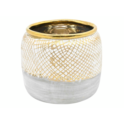 Osłonka ceramiczna szaro-złota 15 x 15 x 12,7 cm