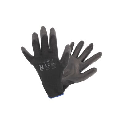 Rękawice 74 XXL czarne PU nylon Hardy