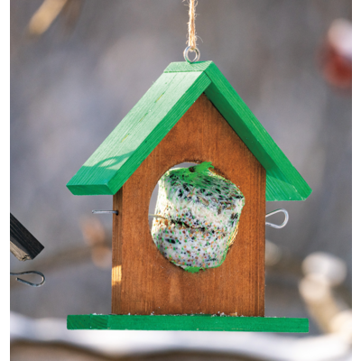 Karmnik dla ptaków drewniany sosna19 x 8 x 18 cm brązowo-zielony