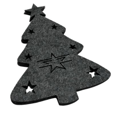 Etui na sztućce 20 x 17 x 0,2 cm choinka szara 4 sztuki