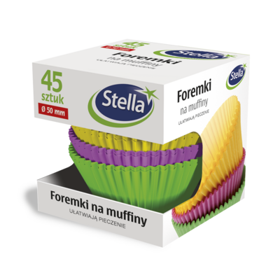 Foremki na muffiny kolorowe 45 szt. Stella
