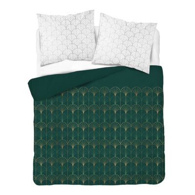 Pościel mikrofibra 220 x 200 cm 5468 A biało-zielony