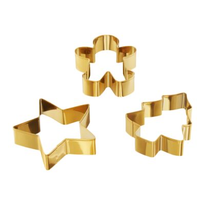 Wykrawaczki do pierniczków Noel czerwony/złoty gwiazda ludzik choinka 3 sztuki AMBITION