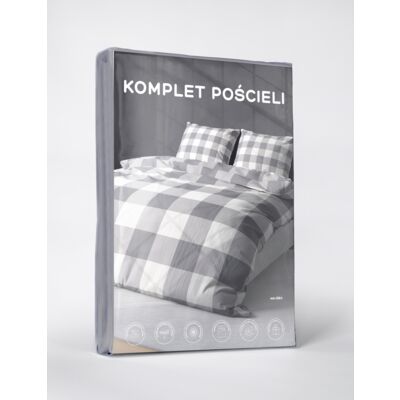 Pościel mikrofibra 160 x 200 cm 5266 A krata biało-szara