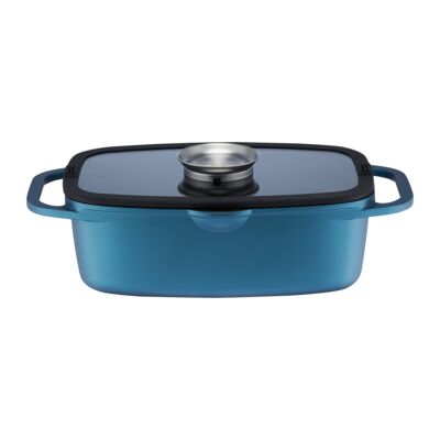 Brytfanna Azzurro z pokrywą z powłoką Qualum Basic i Aroma Knob System 32 x 21 cm 6 l ciemnoturkusowy AMBITION