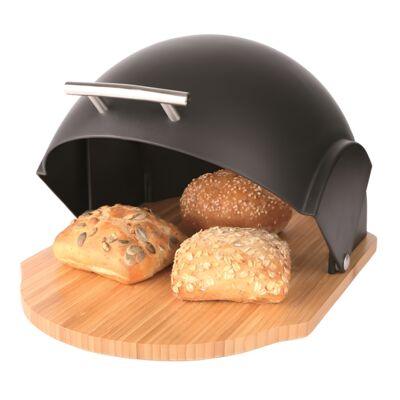 Chlebak drewniany Vader z plastikową pokrywą czarny AMBITION