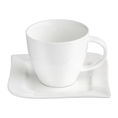 Komplet kawowy Fala 12 elementów 220 ml spodek 14 cm biały AMBITION