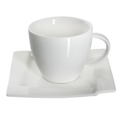 Komplet kawowy Kubiko 12 elementów 220 ml spodek 14 cm biały AMBITION