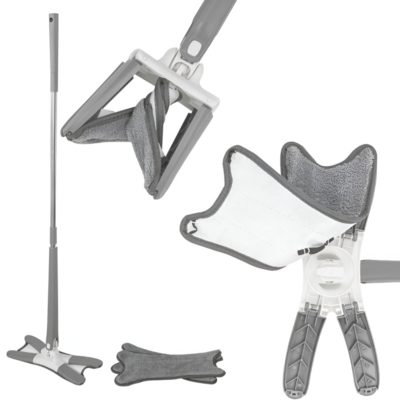 Mop obrotowy wielofunkcyjny płaski wyciskany szary z 3 wkładami