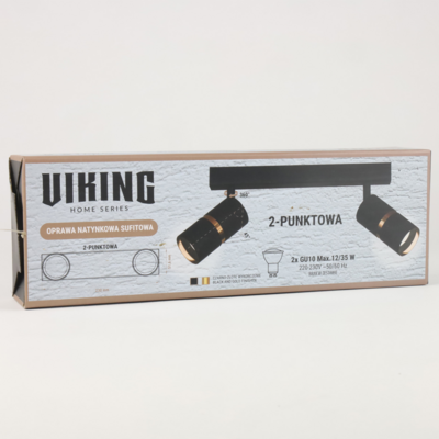 Lampa sufitowa podwójna GU10 D55 czarna złoty pierścień 35 W VIKING