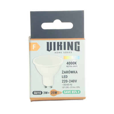 Żarówka LED GU10 120 stopni 3 W lumens VK120