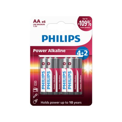 Bateria Power Alkaline LR6/AA 6 szt.(4+2) Philips