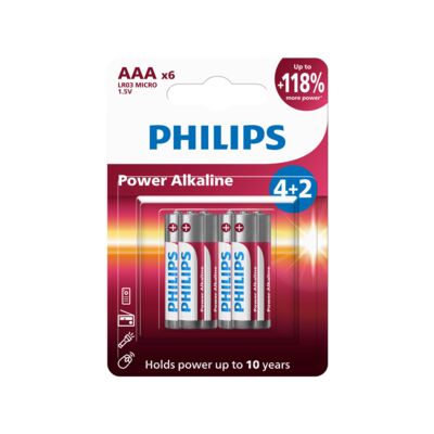Bateria Power Alkaline LR03/AAA 6 szt.(4+2) Philips