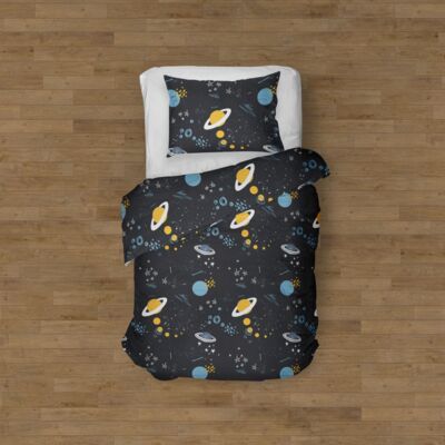 Komplet pościeli bawełnianej Galactic 160 x 200 cm + 70 x 80 cm niebieski