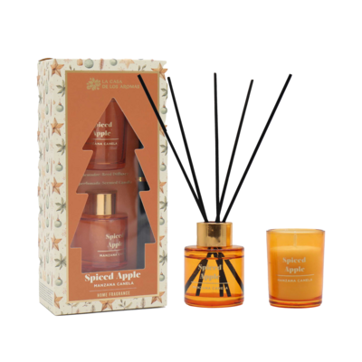 Patyczki zapachowe 50 ml + świeca jabłkowa zestaw x-mas