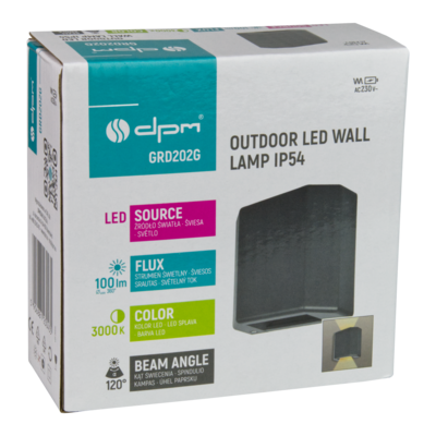 Kinkiet zewnętrzny 6 W 480 lm 3000K IP54 szary