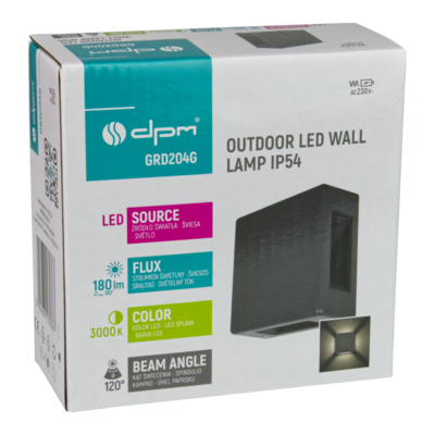 Kinkiet zewnętrzny 6 W 480 lm 3000K IP54 szary