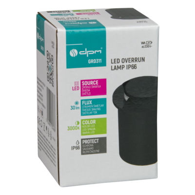 Lampa najazdowa 1 W 80 lm 3000K IP67 czarny