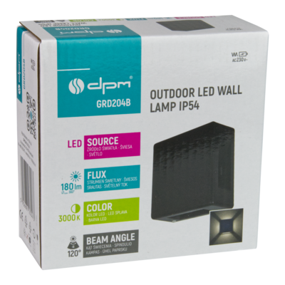 Kinkiet zewnętrzny 6 W 480 lm 3000K IP54 czarny