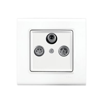 Gniazdo RTV-SAT końcowe biały w komplecie z ramką 8,5 x 8,5 x 4 cm