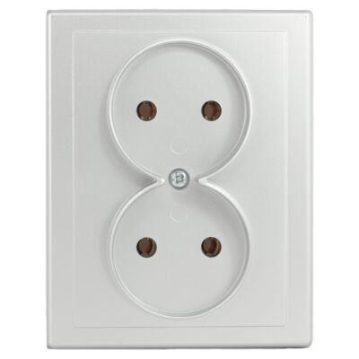 Gniazdo podwójne bez uziemienia jowisz srebrne IP20 4 x 8 x 10 cm