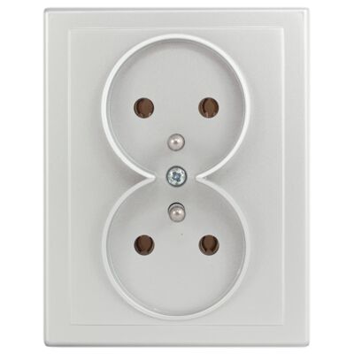 Gniazdo podwójne z uziemieniem jowisz srebrne IP20 4 x 8 x 10 cm