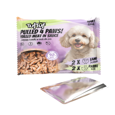 Karma dla psa szarpane kawałki w sosie psa 2 x jagnięcina 2 x królik