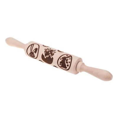 Wałek grawerowany Odette 16 cm drewniany zajączki wielkanocne