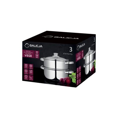 Zestaw do gotowania na parze Vege 20 cm 3 elementy srebrny