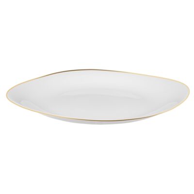 Talerz płytki Quadro gold 28 cm biały