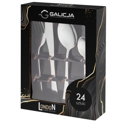Zestaw sztućców London 24 elementy srebrny