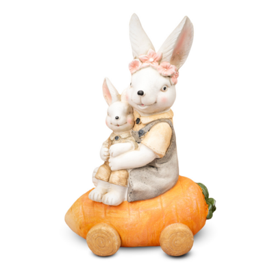 Figurka zając z maleństwem duży marchewka 48 cm