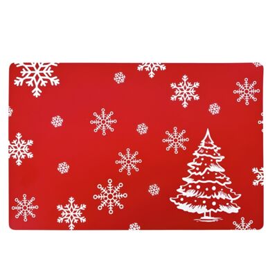 Mata stołowa Zimowa Choinka prostokątna 28 x 43 cm czerwony
