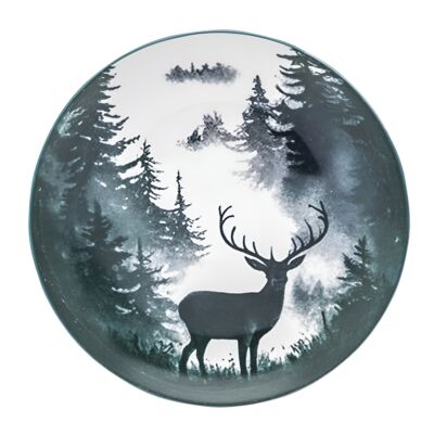 Talerz porcelanowy Secret Forest deserowy 20 cm wielokolorowy