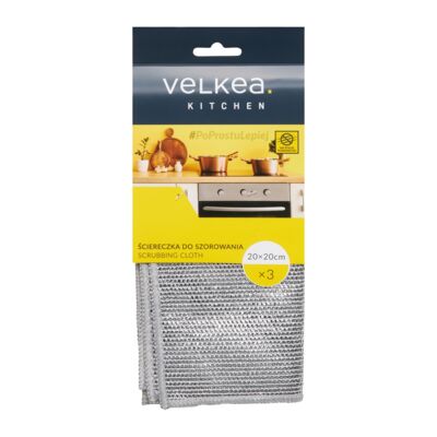 Ściereczka do szorowania 3 sztuki 20 x 20 cm szary